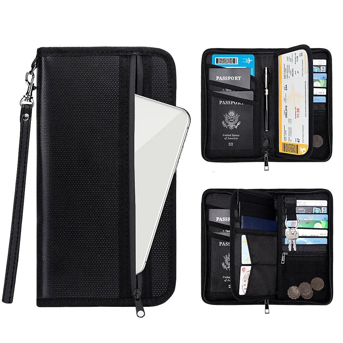 Multi-Pocket Fireproof Fireproof Faraday Privacy Bag, 1 Count EMP & RFID Blocking Bag, Anti-Tracking & Fireproof Key Fob Protector for Phones
