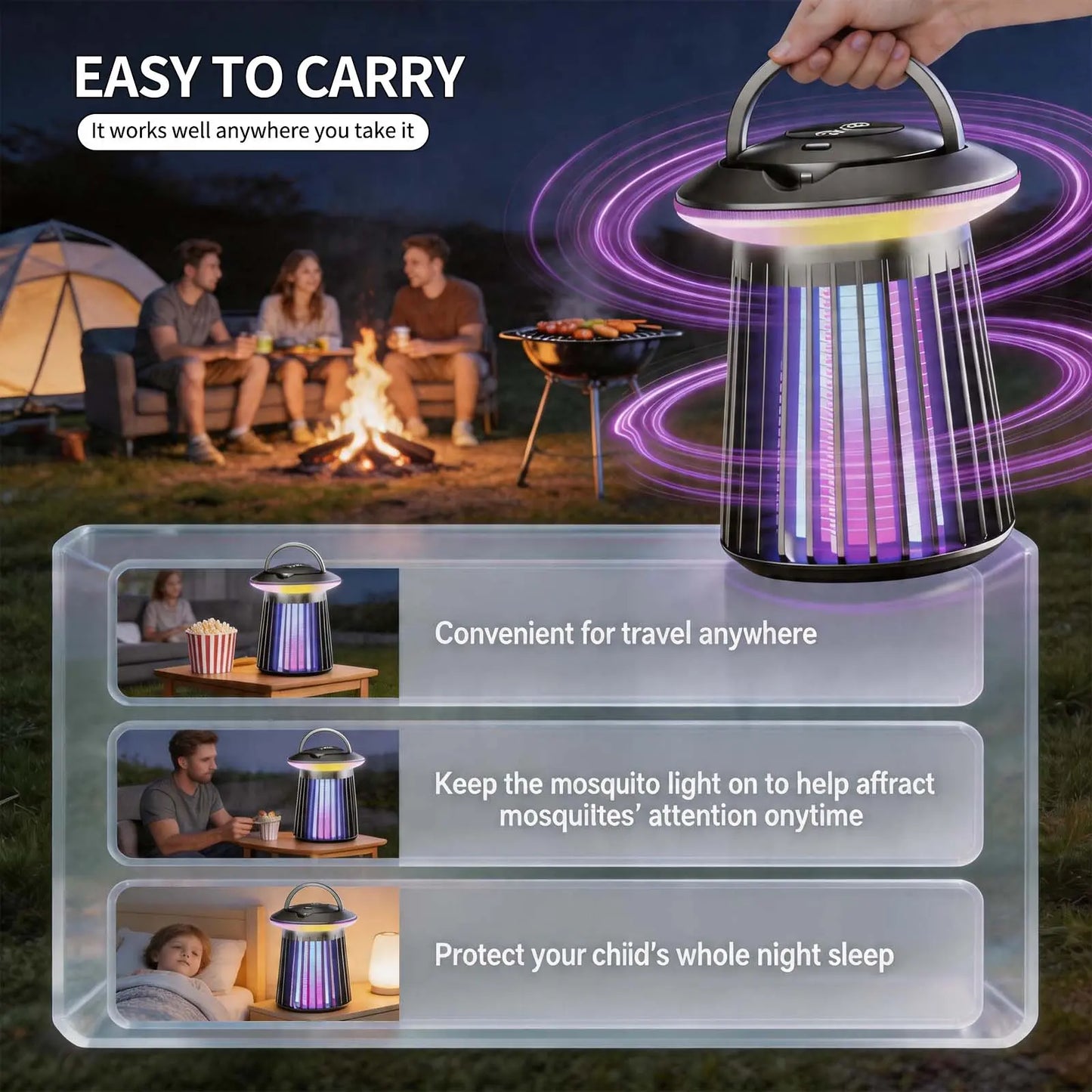 12Th Generation-Uv Light Mosquito Trap Lamp for Indoor Use, Portable Night Light with Quiet Operation