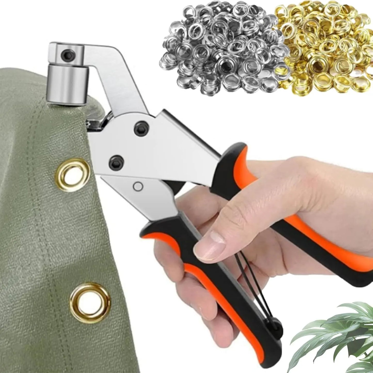 Snapfixmate Professional Grommet Kit: Heavy-Duty 3/8 Inch Eyelet Setter Tool with Handheld Pliers for Leather, Belts, Tarps, and Fabric