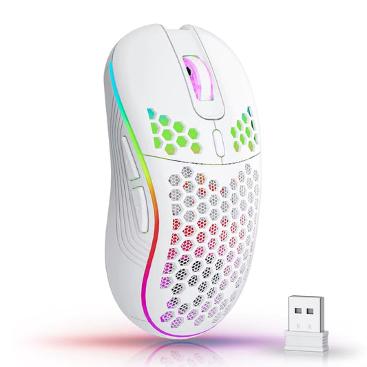 Elevate Your Gaming Experience with the 2.4G Wireless RGB Backlit Mouse - Ergonomic Design, 6 Buttons, and Rechargeable Convenience