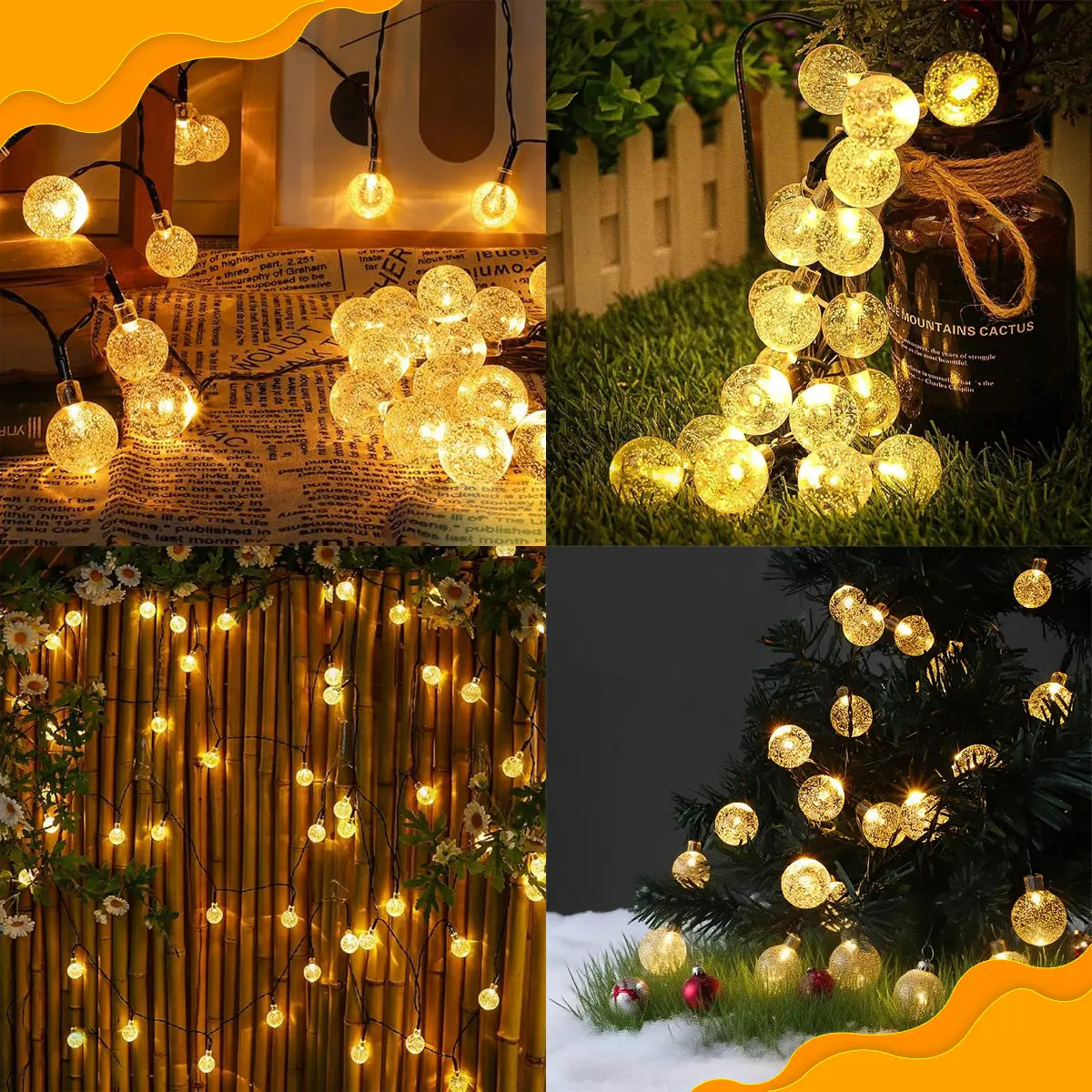 Solar String Lights with 8 Flashing Modes and 120 LED Bubble Bulbs, Modern Plastic Design, Switch Controlled for Garden, Mother's Day, Weddings, Birthdays, and Holiday Decorations
