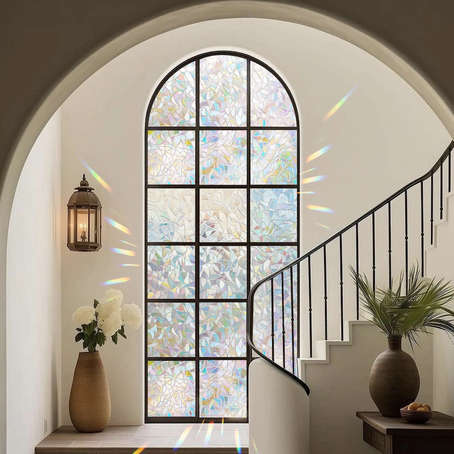 Dktie 17.7" X 78.7" Rainbow Window Film, 3D Decorative Window Vinyl, Anti-Uv & Heat Blocking, Easy Install Electrostatic Cling, Deliver Installation Tools