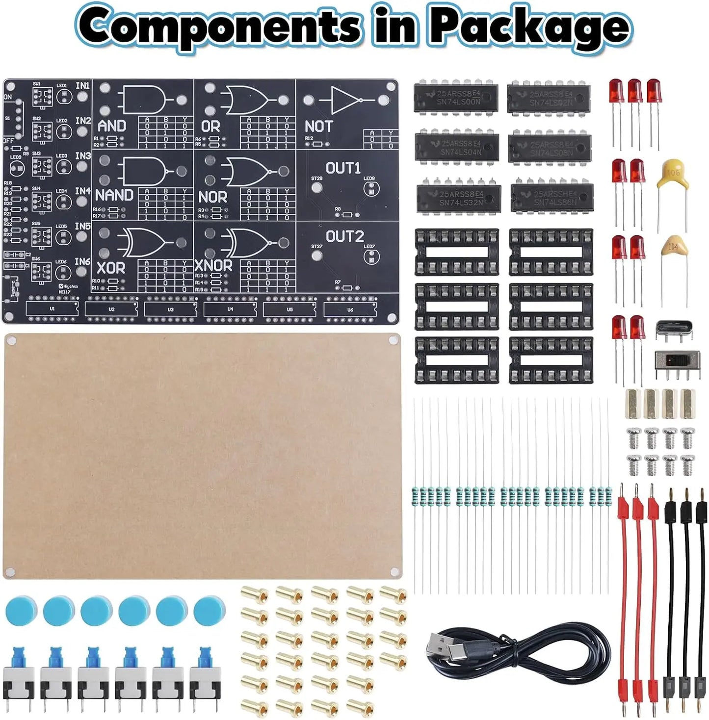 DIY Logic Gate Circuit Soldering Kit–Basic Logic Gate Learning Kit with Interactive LED Simulation, Electronics Soldering Practice Kit for Middle High School College Students STEM Education