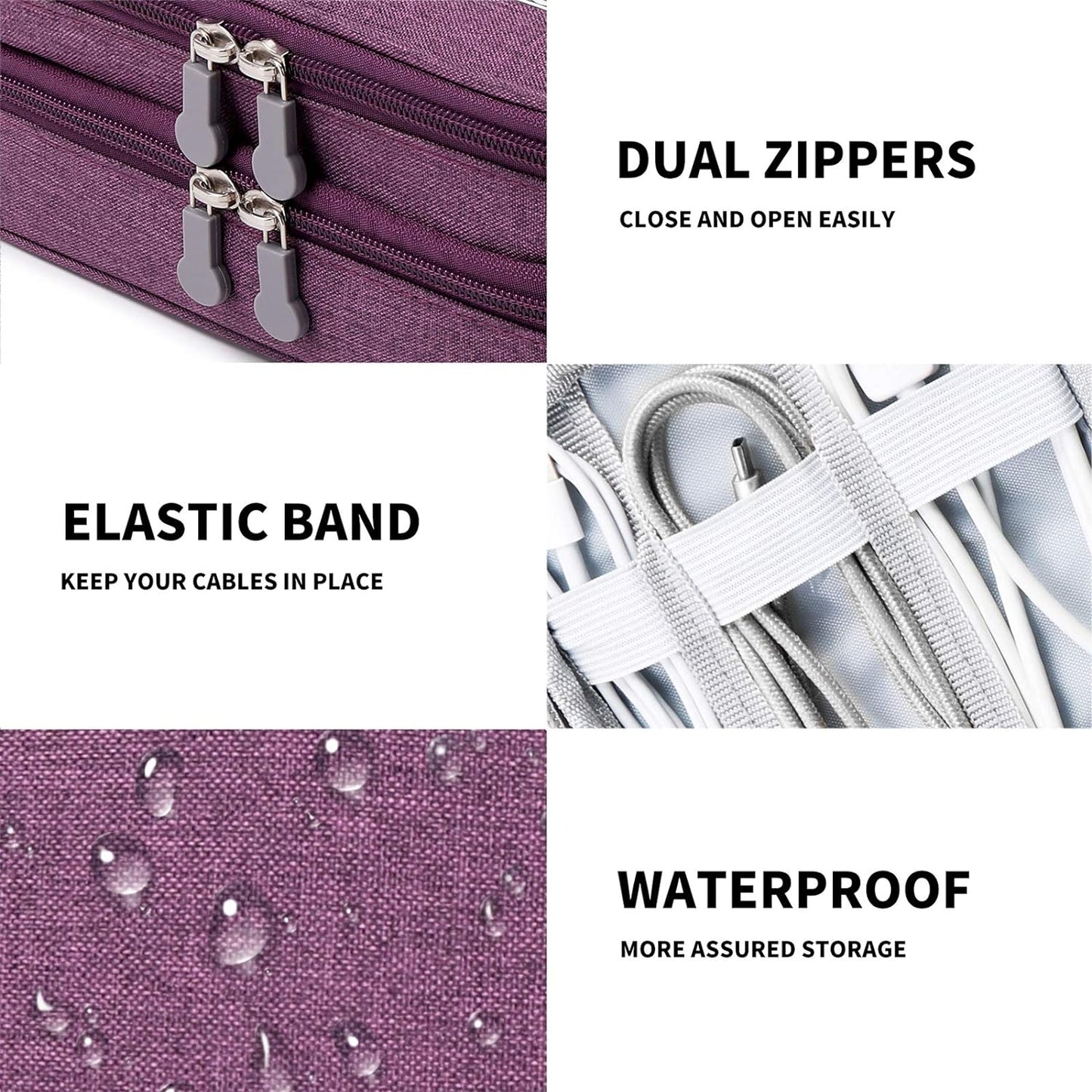 Stay organized on the go with our stylish Purple Travel Cable Organizer Bag! Perfect for all your electronic accessories like chargers, cords, and more! #TravelEssentials #Organization