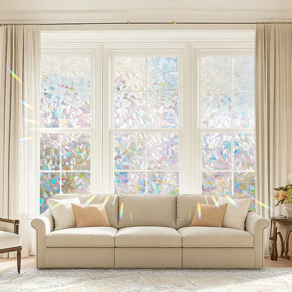 Dktie 17.7" X 78.7" Rainbow Window Film, 3D Decorative Window Vinyl, Anti-Uv & Heat Blocking, Easy Install Electrostatic Cling, Deliver Installation Tools