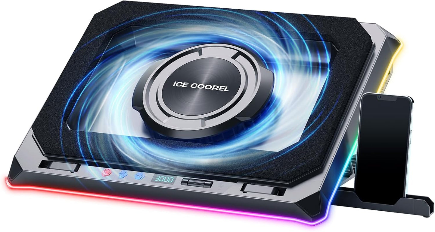 Ultimate Gaming Laptop Cooling Pad with Turbo Fan, RGB Lighting, and Adjustable Heights for Enhanced Performance