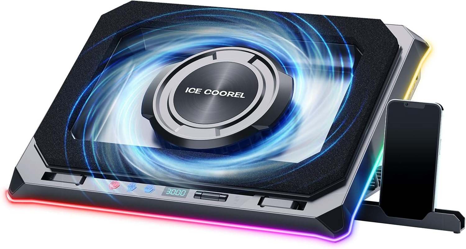 Ultimate Gaming Laptop Cooling Pad with Turbo Fan, RGB Lighting, and Adjustable Heights for Enhanced Performance