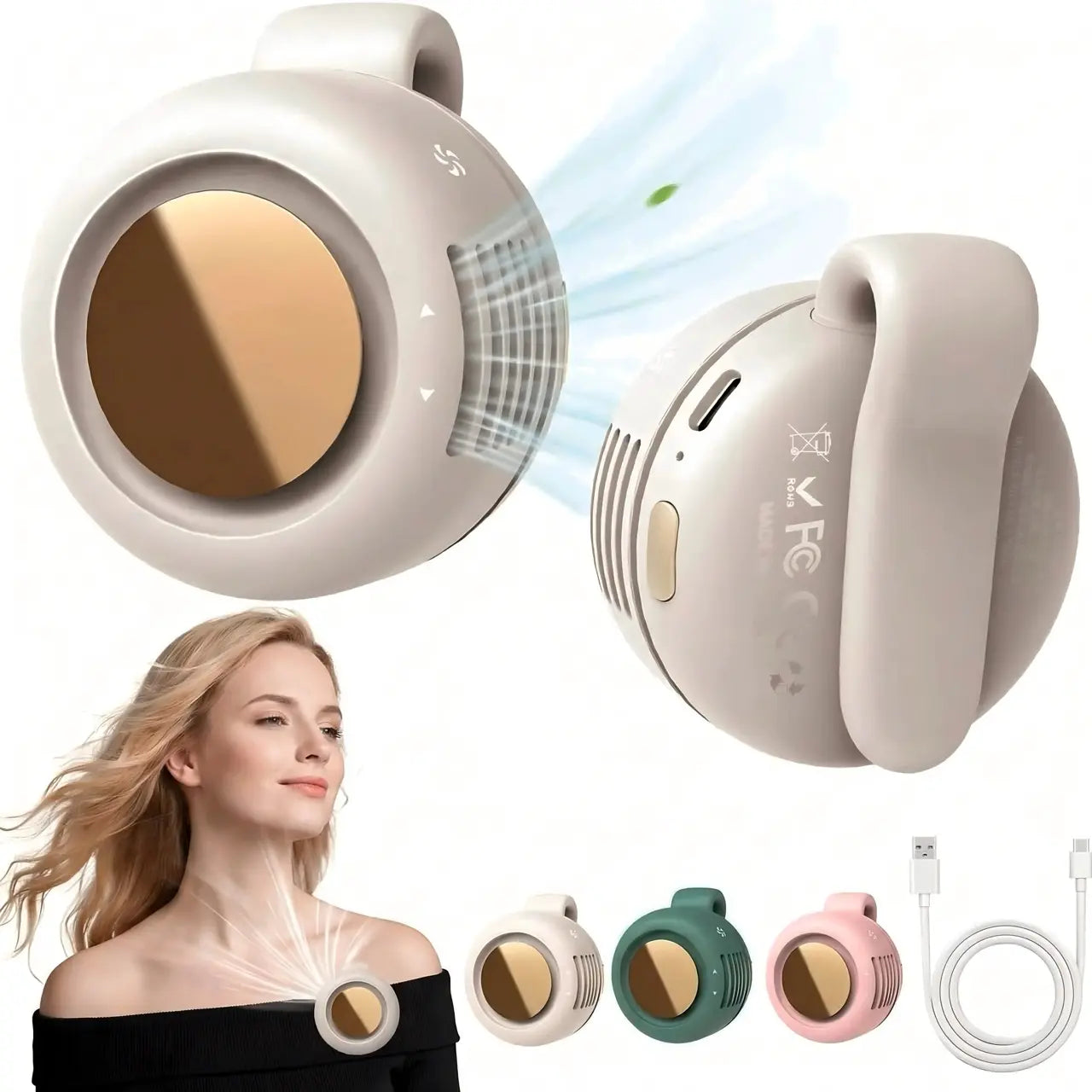 Westdeer Portable Silent Mini Bladeless Electric Fan - Adjustable 3-Speed Waist Fan, Rechargeable Handheld Turbo Fan for Outdoor Travel and Personal Use, Ideal Gift for Father's Day