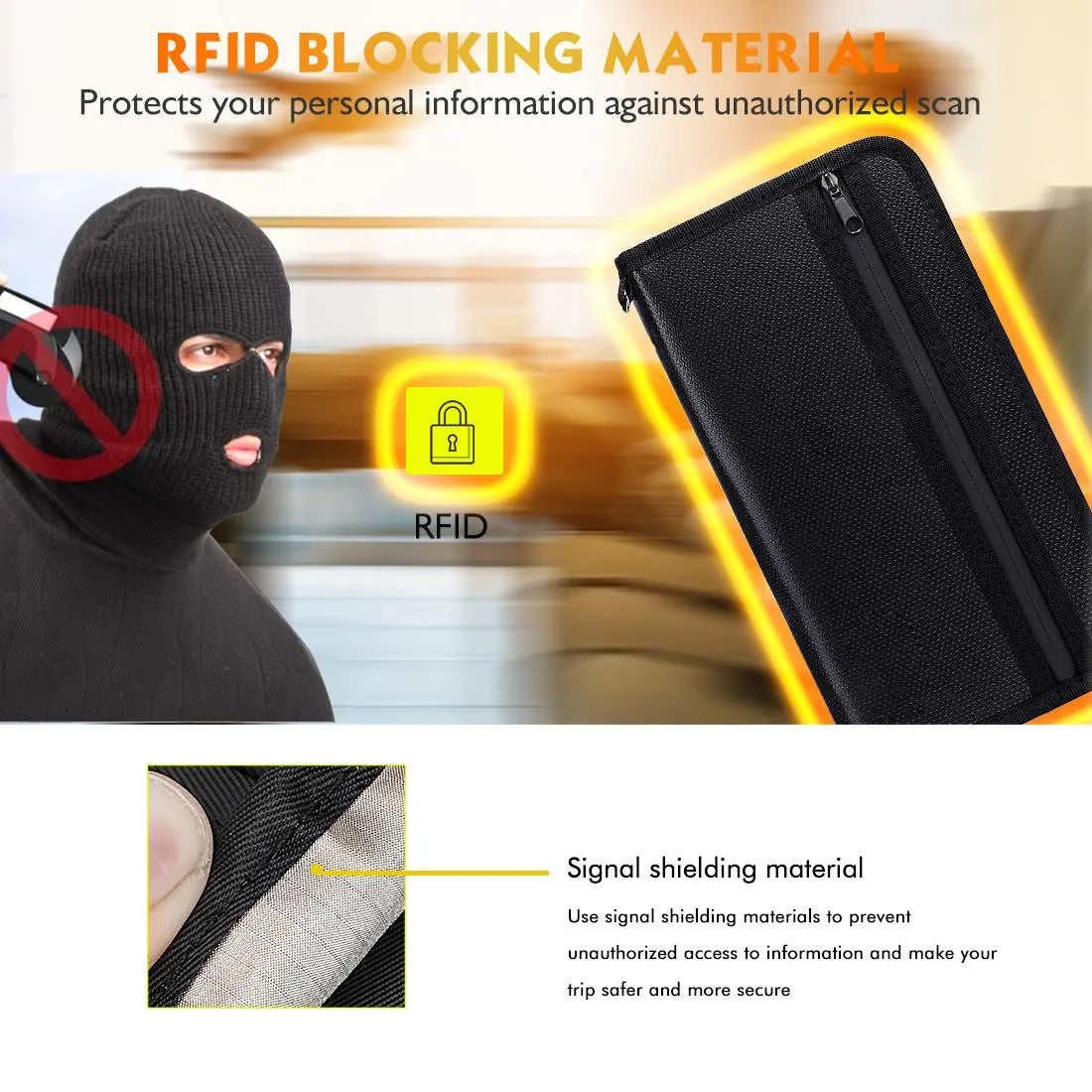 Multi-Pocket Fireproof Fireproof Faraday Privacy Bag, 1 Count EMP & RFID Blocking Bag, Anti-Tracking & Fireproof Key Fob Protector for Phones