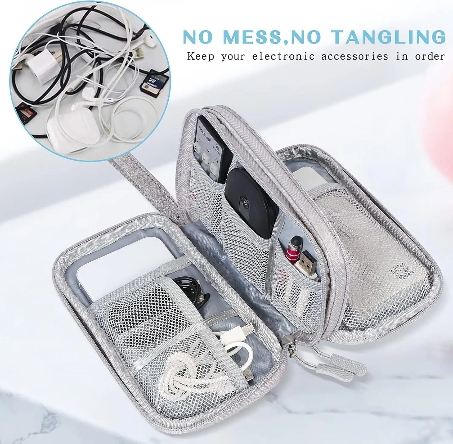 Electronics Travel Organizer,Portable Waterproof Electronic Travel Storage Bag for Small Charging Cord Storage,Charger,Small Electronics,Sd Card Etc,For Travel,Business