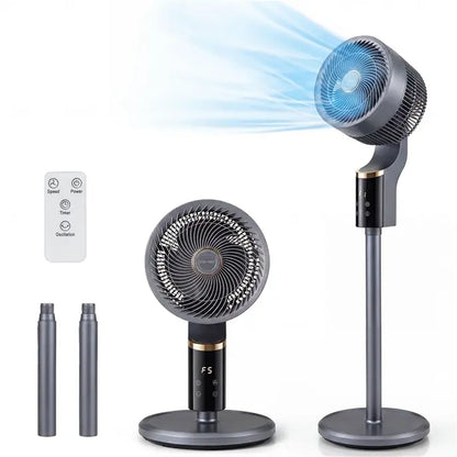 COSTWAY Pedestal Fan for Bedroom, Compact Oscillating Standing Fan with 70° Oscillation, 90° Tilt, 3 Adjustable Heights, 8 Speeds, 12H Timer & Remote, Quiet Table Fan for Home Office