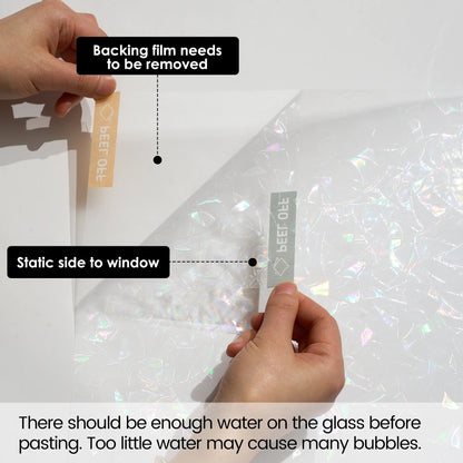 Dktie 17.7" X 78.7" Rainbow Window Film, 3D Decorative Window Vinyl, Anti-Uv & Heat Blocking, Easy Install Electrostatic Cling, Deliver Installation Tools