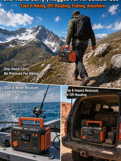 EBL 500W Portable Power Station, 444Wh Solar Generator for Outdoor Camping, RV Trip, Home Blackout Emergency Backup, 100% Pure Sine Wave Mobile Lithium Battery Pack (Solar Panel Optional)