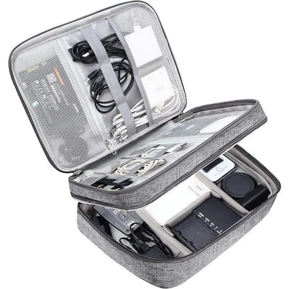 3 Layer Electronics Storage Bag Travel Cable Accessories Bag Waterproof Double Layer Organizer Portable Case for Cables Cord Charger Phone Adapter Power Bank Kindle Hard Drives Durable Pouch Easy to Carry
