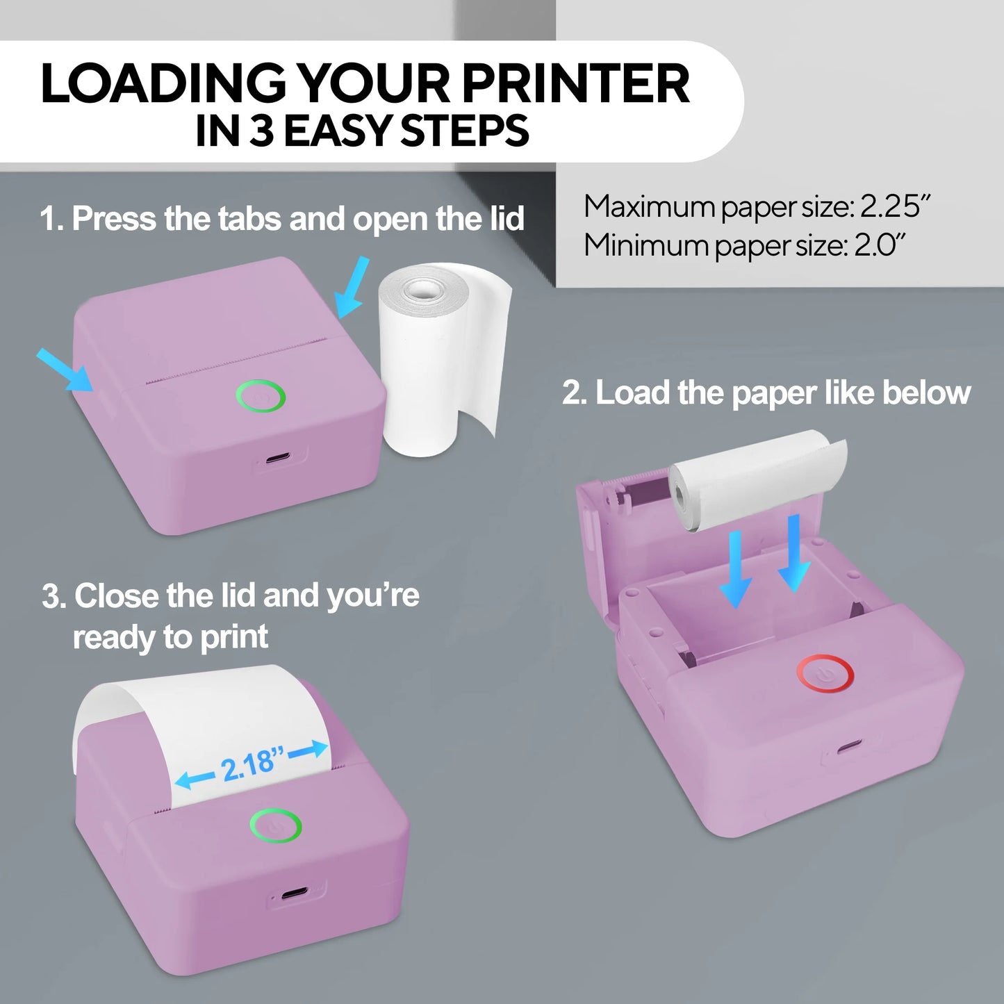 CTP500 Wireless Mini Inkless Thermal Printer and Label Maker - Ideal for Android and iOS Users in Elegant Purple