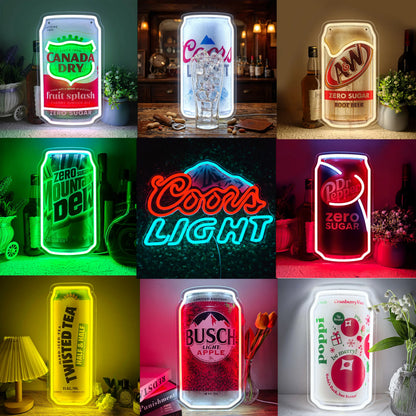 Beer Can LED Neon Sign - USB Powered Wall Decor for Home Bars, Garages, Man Caves, and Parties - Ideal Gift for Men
