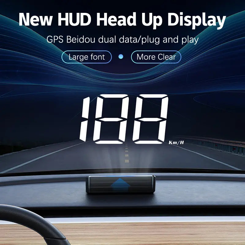 Car Speedometer HUD GPS Head up Display Digital Speed Meter Windshield Projector for Vehicles Auto Electronics Accessories