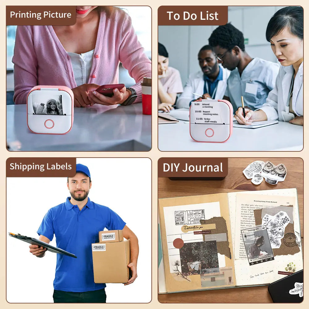 Portable Mini Thermal Printer T02 - Your Ideal Companion for DIY Sticker Labeling and Creative Projects