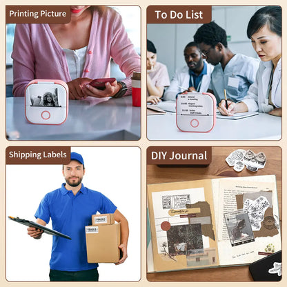 Portable Mini Thermal Printer T02 - Your Ideal Companion for DIY Sticker Labeling and Creative Projects
