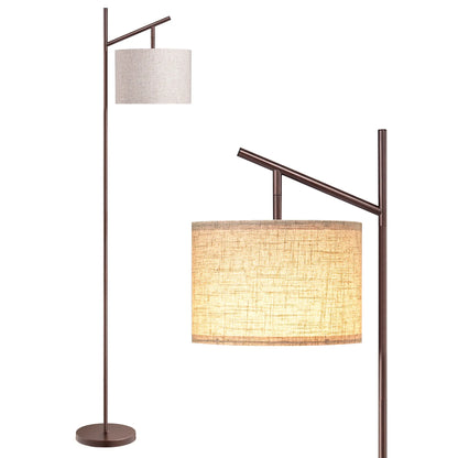 EDISHINE Modern Floor Lamps for Living Room, 64.7" Minimalist Standing Lamp with 3 Color Temperatures Bulb & Adjustable Linen Shade, Foot Pedal Switch, Arc Tall Lamp for Bedroom Office, Black