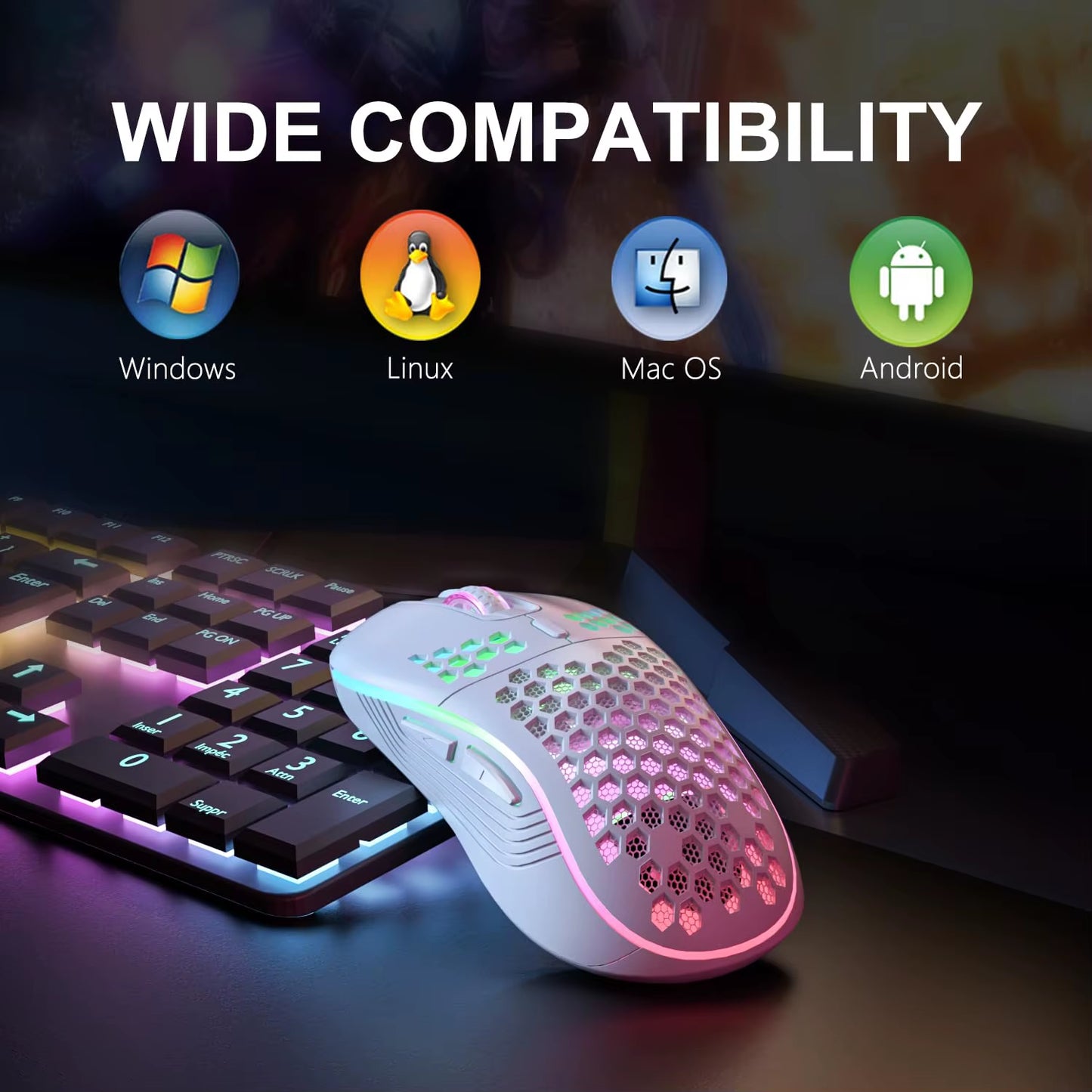 Elevate Your Gaming Experience with the 2.4G Wireless RGB Backlit Mouse - Ergonomic Design, 6 Buttons, and Rechargeable Convenience