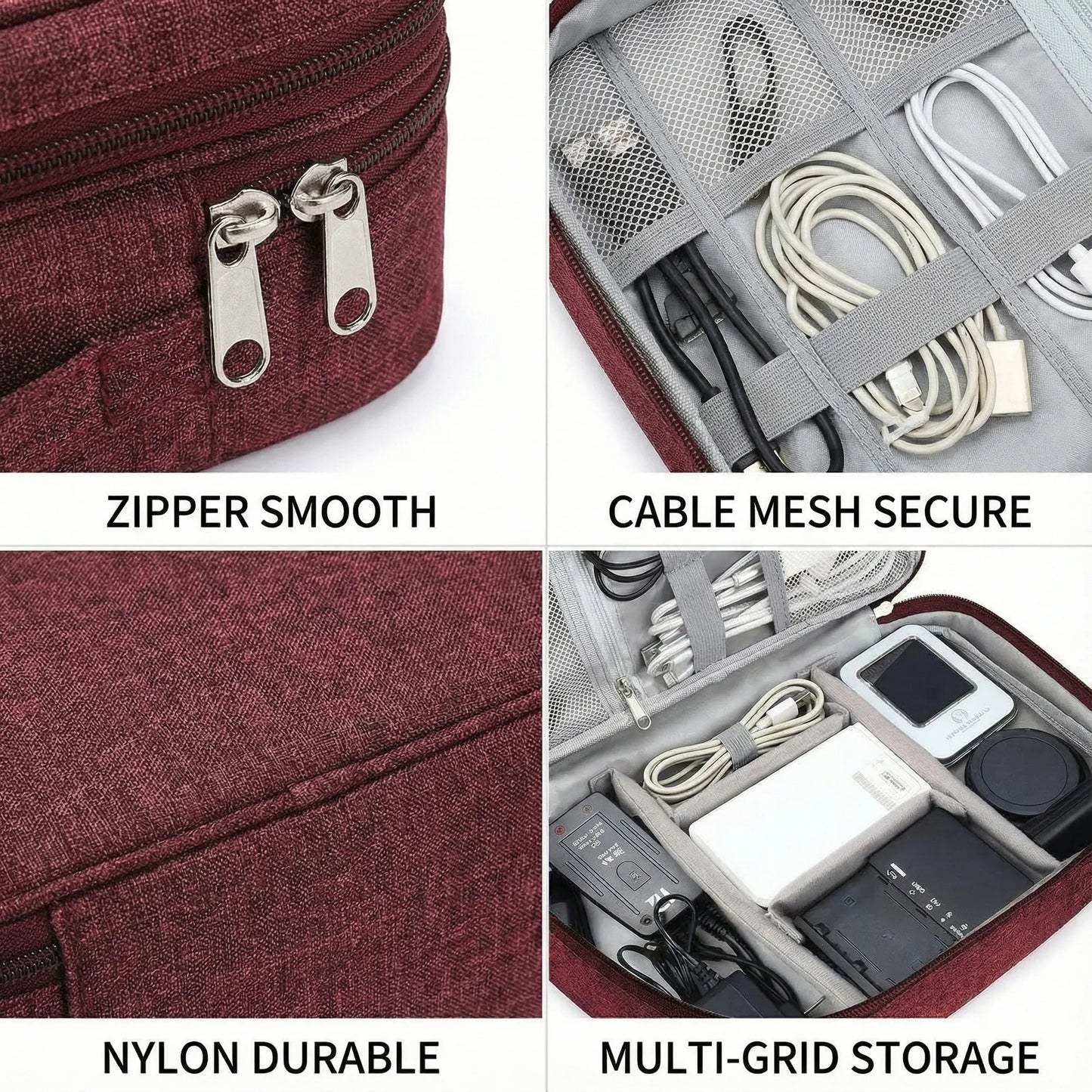 3 Layer Electronics Storage Bag Travel Cable Accessories Bag Waterproof Double Layer Organizer Portable Case for Cables Cord Charger Phone Adapter Power Bank Kindle Hard Drives Durable Pouch Easy to Carry