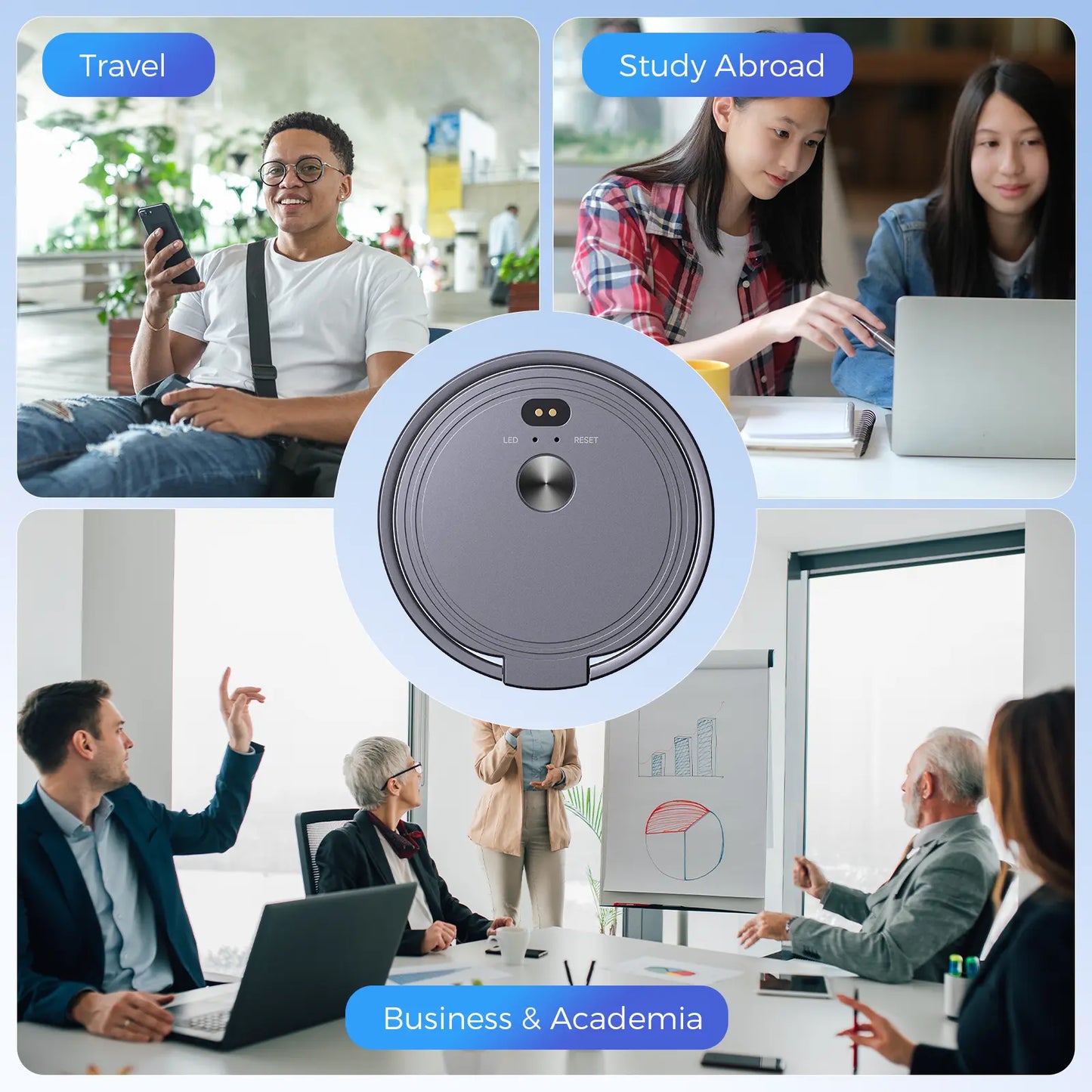 Boean 3-In-1 Portable Al Voice Translator-Support 100+ Language Smarter, Real-Time Translation, Cross-App Translation, Phone Holder, Cross App Translation, Audio Recording, GPT-5