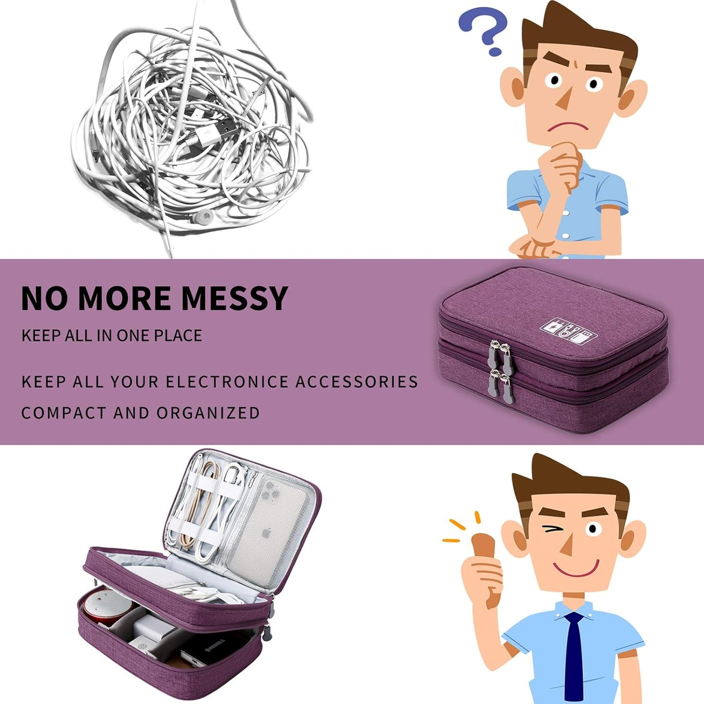 Stay organized on the go with our stylish Purple Travel Cable Organizer Bag! Perfect for all your electronic accessories like chargers, cords, and more! #TravelEssentials #Organization