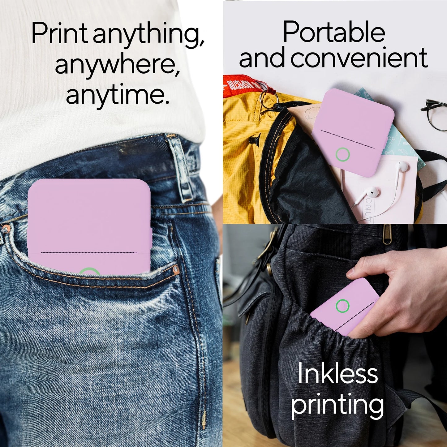 CTP500 Wireless Mini Inkless Thermal Printer and Label Maker - Ideal for Android and iOS Users in Elegant Purple