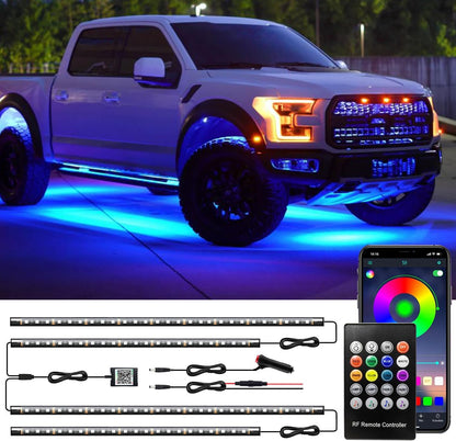Car Underglow Lighting Kit - LED Underbody Lights with App and Remote Control, 16 Million RGB Colors, 29 Preset Modes, Music Sync and DIY Options, Suitable for SUVs and Trucks, DC 12V