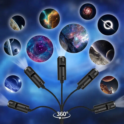 Galaxy Planet Projector 360° Rotating LED Star Night Light, 10 Modes USB Powered Portable Planet Lamp for Christmas Bedroom Decor Home Party Atmosphere Gift Party Gifts, Illuminated Novelty Lighting, Light-Up Novelty Lighting