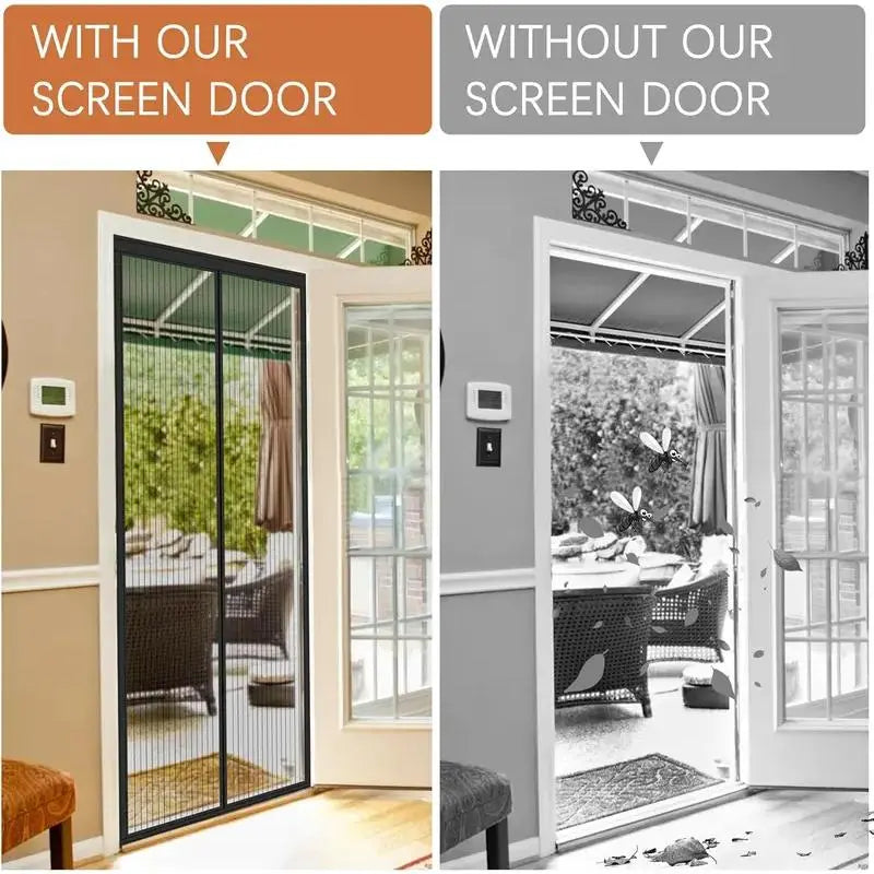 Mesh Magnetic Screen Door, Breathable Door Curtain, Outdoor Screen Fence, Easy to Install, Automattic Closure