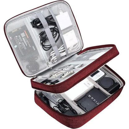 3 Layer Electronics Storage Bag Travel Cable Accessories Bag Waterproof Double Layer Organizer Portable Case for Cables Cord Charger Phone Adapter Power Bank Kindle Hard Drives Durable Pouch Easy to Carry