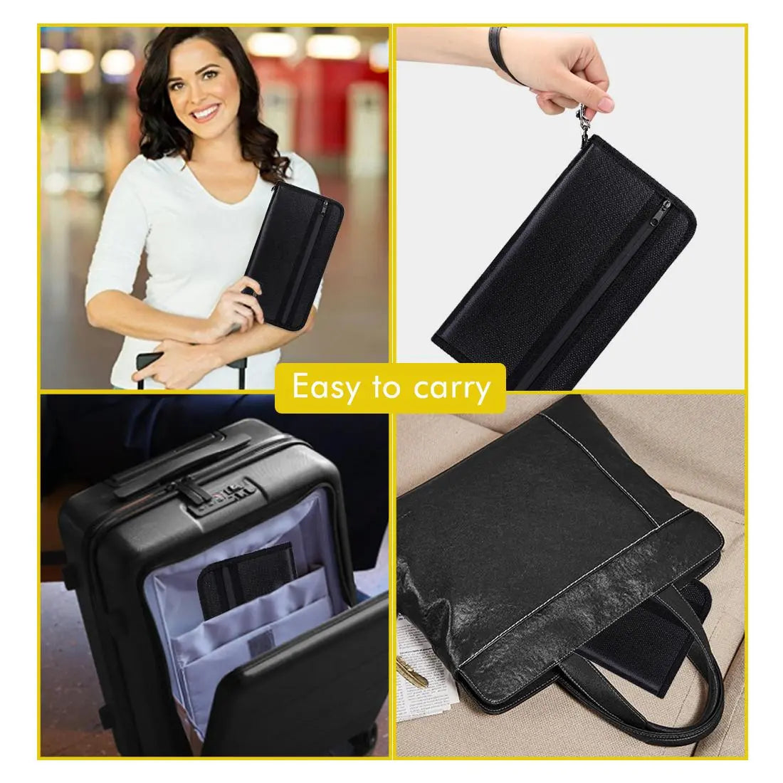 Multi-Pocket Fireproof Fireproof Faraday Privacy Bag, 1 Count EMP & RFID Blocking Bag, Anti-Tracking & Fireproof Key Fob Protector for Phones