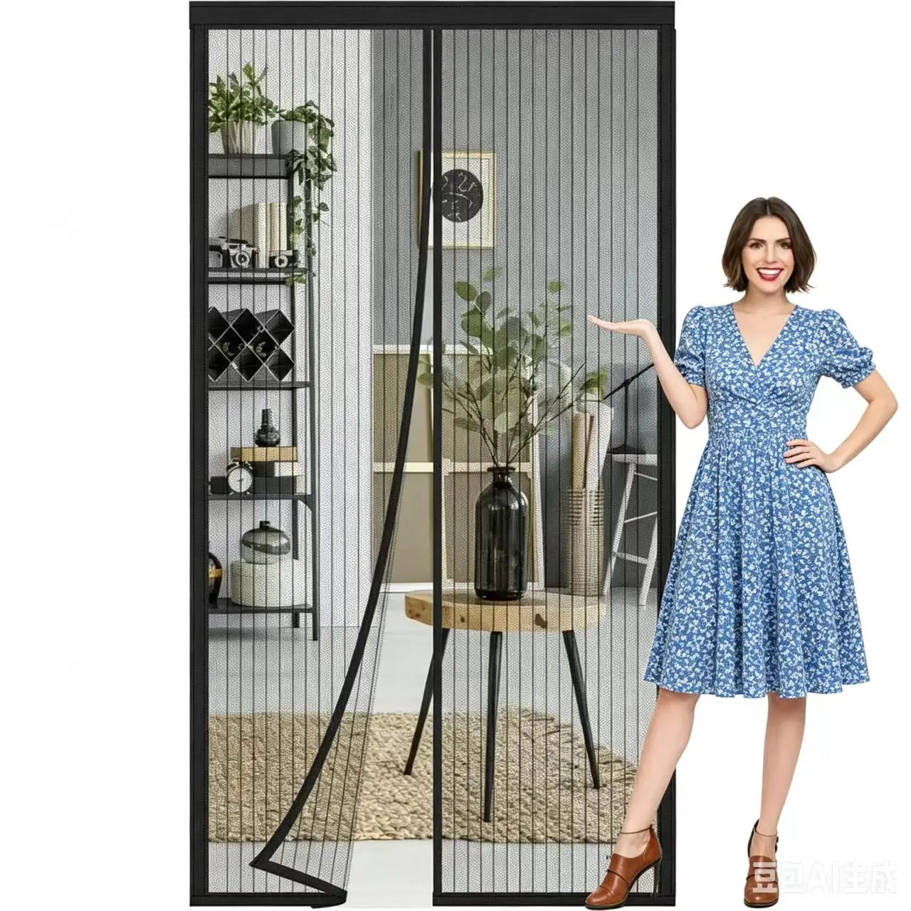 Mesh Magnetic Screen Door, Breathable Door Curtain, Outdoor Screen Fence, Easy to Install, Automattic Closure