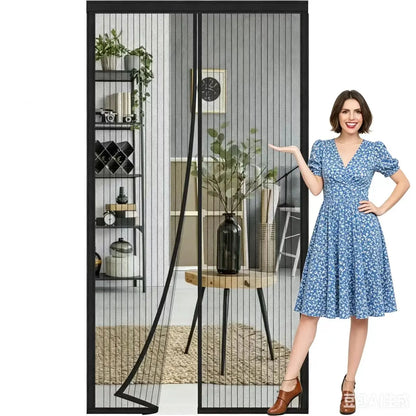 Mesh Magnetic Screen Door, Breathable Door Curtain, Outdoor Screen Fence, Easy to Install, Automattic Closure