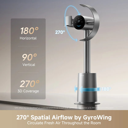 DREAME MF10 Bladeless Tower Fan for Bedroom, Smart Standing Fan with 270° Spatial Airflow for Whole-Room Circulation, 59Ft/S High Velocity, 10 Speeds 3 Modes, Temperature-Adaptive Airflow, Mf10-Beige