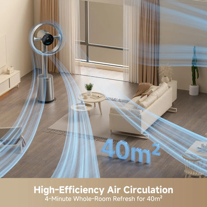 DREAME MF10 Bladeless Tower Fan for Bedroom, Smart Standing Fan with 270° Spatial Airflow for Whole-Room Circulation, 59Ft/S High Velocity, 10 Speeds 3 Modes, Temperature-Adaptive Airflow, Mf10-Beige