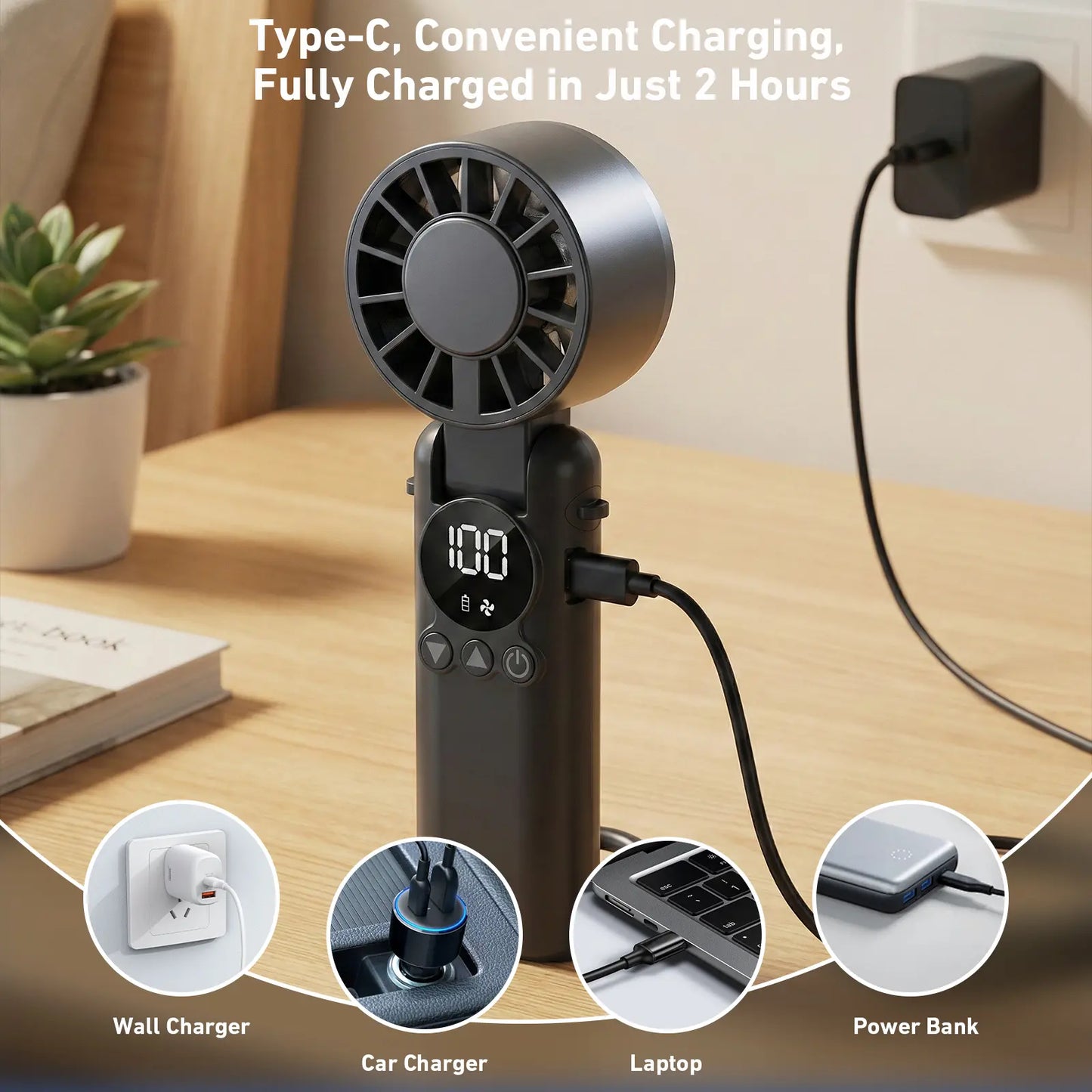 SINLEY Portable Handheld Turbo Fan, 199 Gear Wind, Battery Operated, up to 20 Working Hours, 3 in 1 Hand Fans with Air Turbo Tech Cooling Fan for Outdoor Activities, Travel