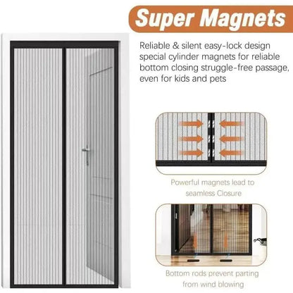 Mesh Magnetic Screen Door, Breathable Door Curtain, Outdoor Screen Fence, Easy to Install, Automattic Closure