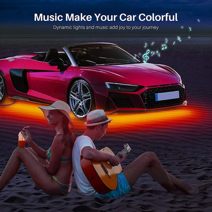 Car Underglow Lighting Kit - LED Underbody Lights with App and Remote Control, 16 Million RGB Colors, 29 Preset Modes, Music Sync and DIY Options, Suitable for SUVs and Trucks, DC 12V