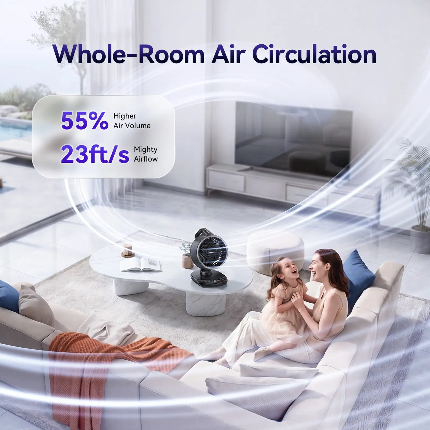 Doublepow Silent Whole Room Air Circulator Fan for Home, 3 Speed Settings, Adjustable Tilt, Removable Grill, 11 Inch, Powerful Airflow, Manual Control Dial, Quiet Fan for Bedroom, Black