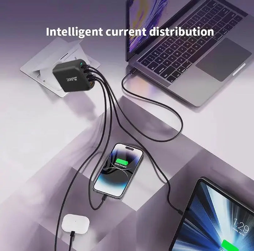 200W PD Charger for Mobile Phones and Electronics - Universal USB Wall Charger