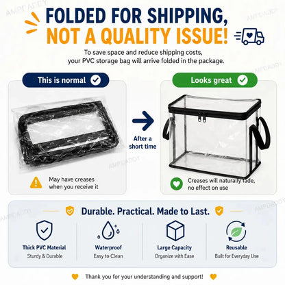 Large Clear Thick Plastic Storage Box with Hinged Lid, Heavy-Duty Durable High-Capacity Organizer for Home, Moving, Attic