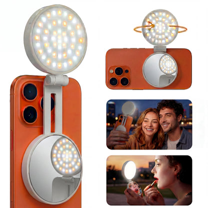 Summervibes 4-In-1 Magnetic Selfie Light, 360° Full-Ring LED Light with No Dead Angles, 3 Light Modes with Adjustable Brightness, Rechargeable & Portable with Built-In Phone Stand, On-The-Go Essential for Makeup & Selfies