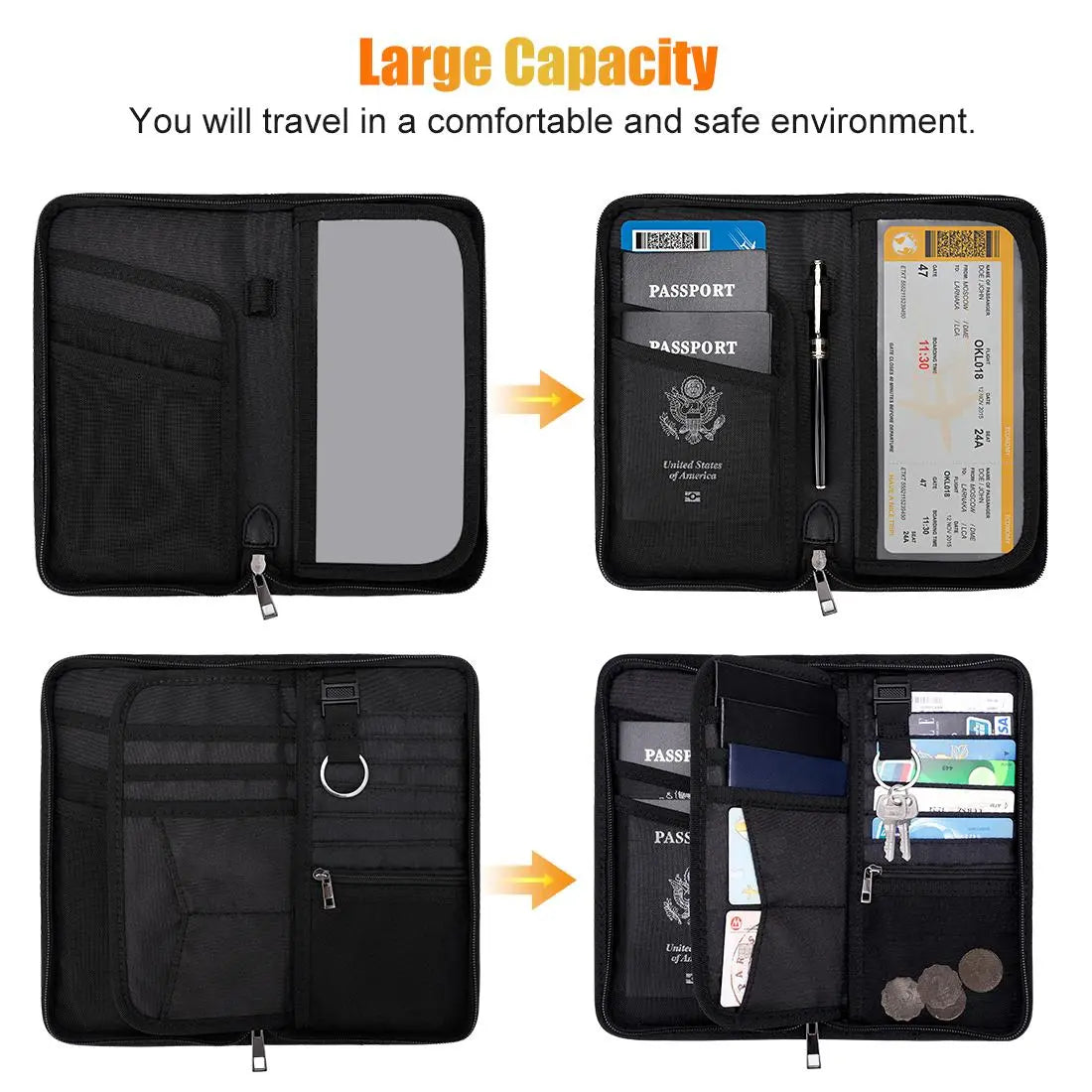 Multi-Pocket Fireproof Fireproof Faraday Privacy Bag, 1 Count EMP & RFID Blocking Bag, Anti-Tracking & Fireproof Key Fob Protector for Phones