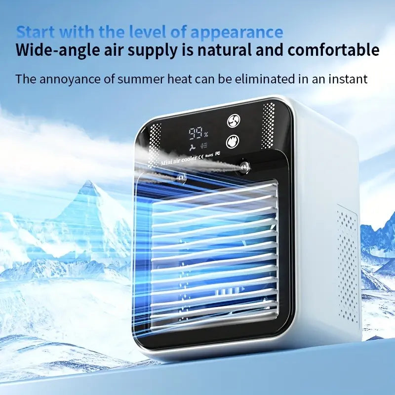 2026 Portable 3-in-1 Fan and Evaporative Cooler with Dual Mist Speeds for Personal Use in Bedroom, Office, and Camping