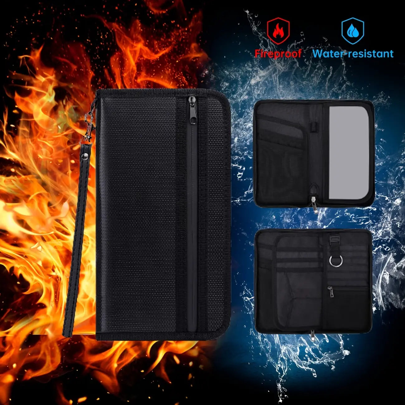 Multi-Pocket Fireproof Fireproof Faraday Privacy Bag, 1 Count EMP & RFID Blocking Bag, Anti-Tracking & Fireproof Key Fob Protector for Phones