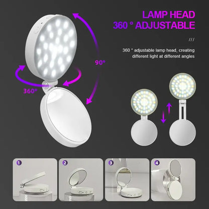 Summervibes 4-In-1 Magnetic Selfie Light, 360° Full-Ring LED Light with No Dead Angles, 3 Light Modes with Adjustable Brightness, Rechargeable & Portable with Built-In Phone Stand, On-The-Go Essential for Makeup & Selfies