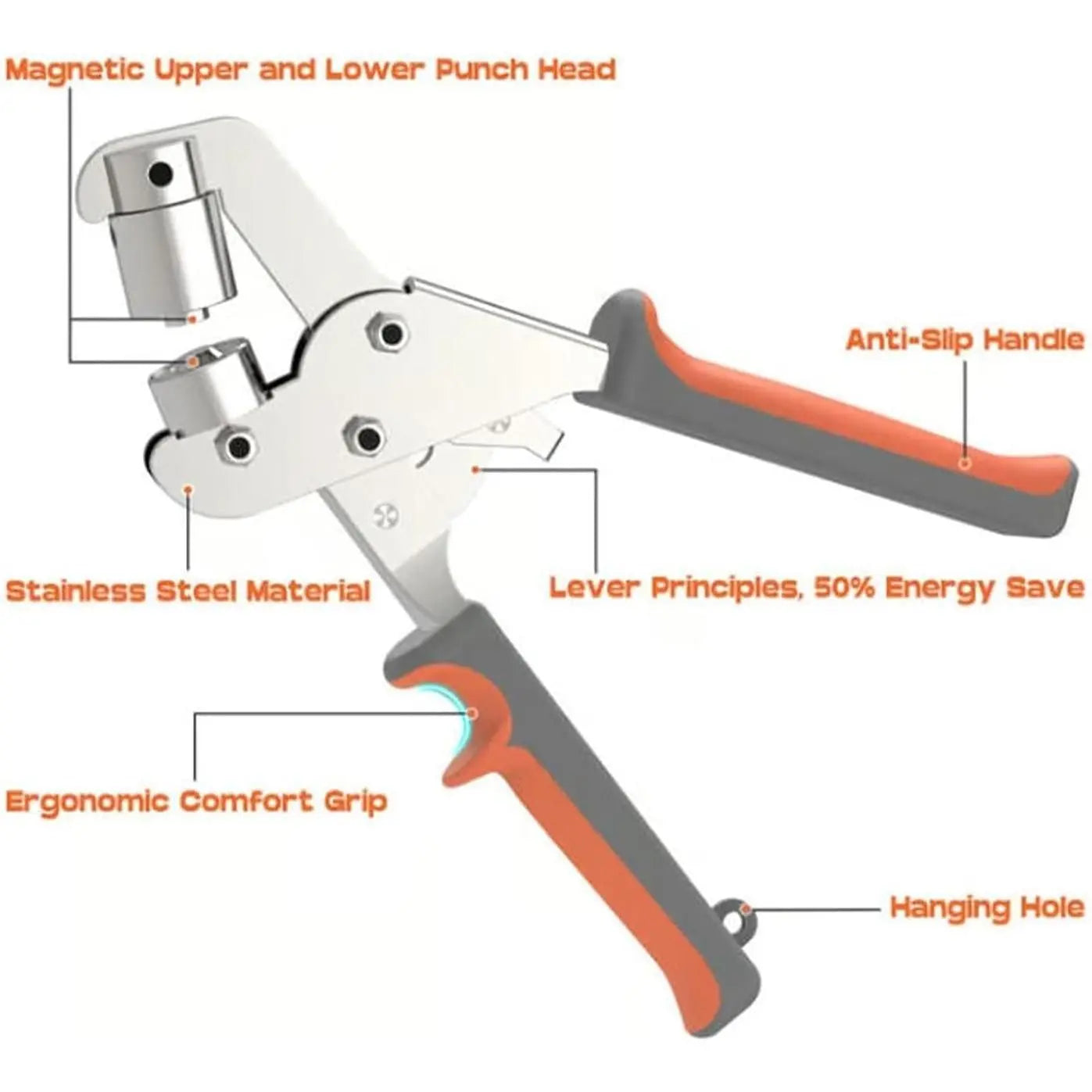 Snapfixmate Professional Grommet Kit: Heavy-Duty 3/8 Inch Eyelet Setter Tool with Handheld Pliers for Leather, Belts, Tarps, and Fabric